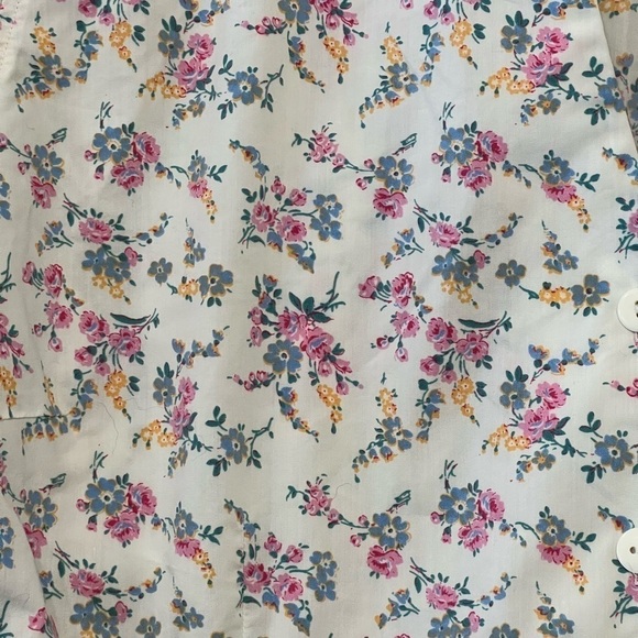 Lands' End Floral Button Down Shirt - Cream, Pink, Yellow - Picture 5 of 8